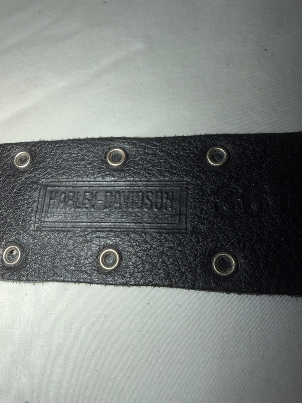 Harley-Davidson Black Leather Studded Belt with Crystals and Silver Logo Emblems - Picture 7 of 11
